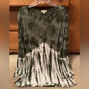 Live and Let Live Olive Tie-Dye Tunic